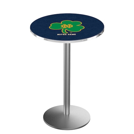 Holland Bar Stool Co 42" Stainless Steel Notre Dame Shamrock Pub Table, 36" dia. Top L214S4236ND-Shm
